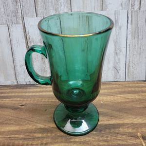 Libbey Green Glass Pedestal Irish Coffee Mug